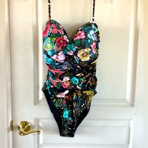 Swimsuit - Brand Johnny Was - Size Large - Ruched Sweet Heart One Piece
